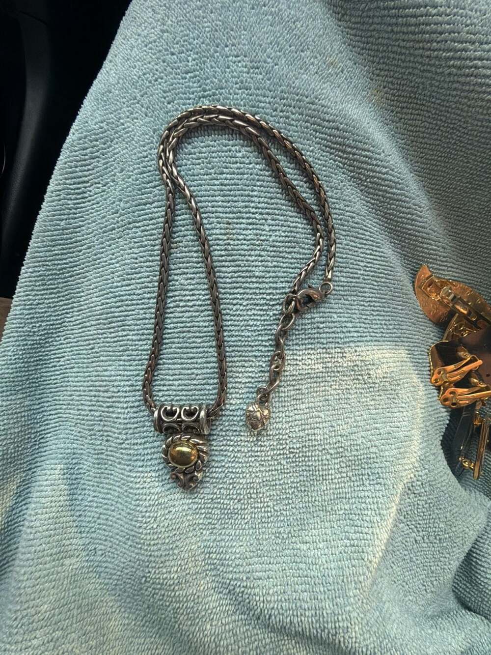 Brighton Reversible Two-Tone Faux Pearl and Gold Pendant Wheat Chain Necklace